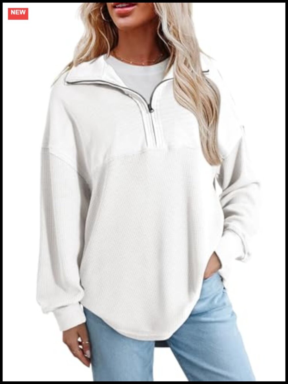 SHEWIN Women Half Zip Oversized Sweatshirt Pullover Casual Fall Top